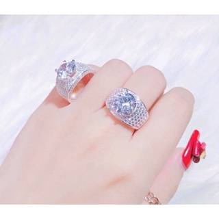 Nhẫn bạc nữ bản to đá cao bạc ta cao cấp 925