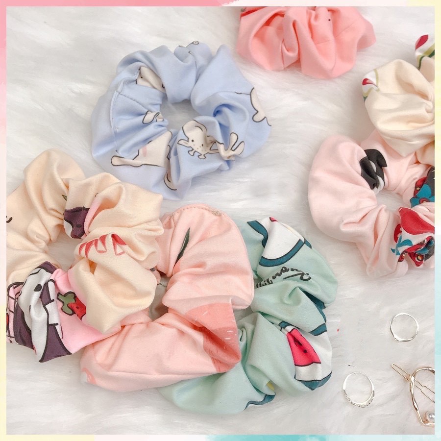 Dây buộc tóc, cột tóc scrunchies màu sắc dễ thương