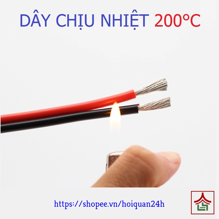 Dây Điện AWG Đôi Đỏ Đen Vỏ Silicone Chịu Nhiệt 200°C Chống Cháy