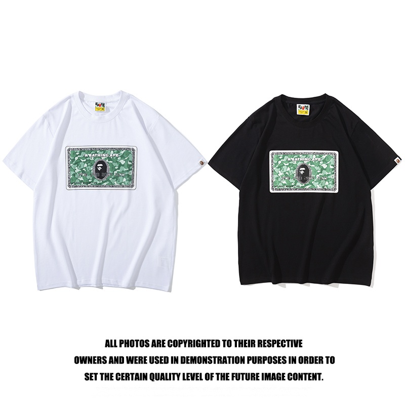 Bape Áo Thun Ngắn Tay Dáng Rộng Thời Trang Dành Cho Nam