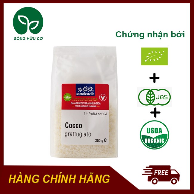 Tách lẻ Vụn dừa hữu cơ 250g Sottolestelle Organic Shredded Coconut Date 2023