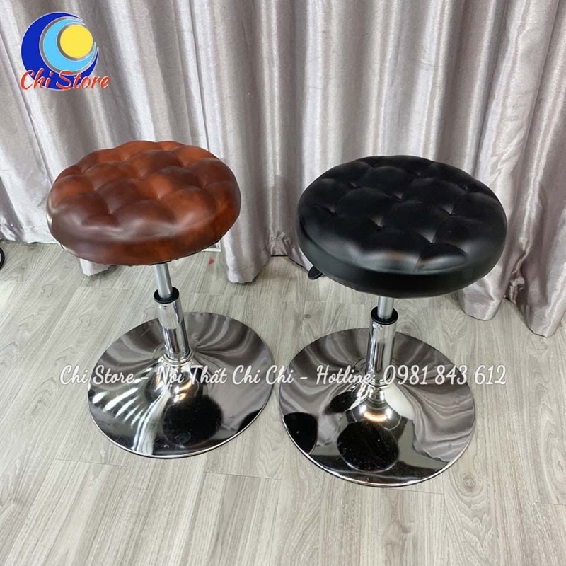 Ghế Xoay Trang Điểm, Spa, Làm Tóc Cho Khách, Ghế Xoay Không Tựa Mặt Da Tuỳ Chỉnh Độ Cao 30-50cm Và Xoay 360 Độ