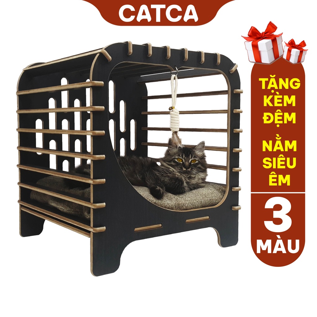 Nhà thú cưng gỗ lắp ghép SANG TRỌNG dành cho chó mèo CATCA - Nhà Dudu