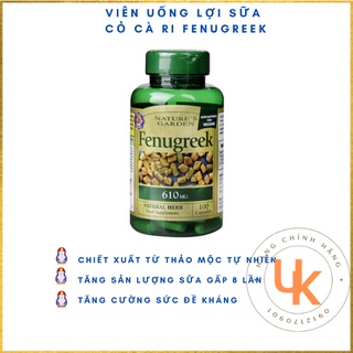 Vitamin Fenugreek Nature’s Garden 610mg cỏ cà ri lợi sữa cho mẹ sau sinh (100 viên)