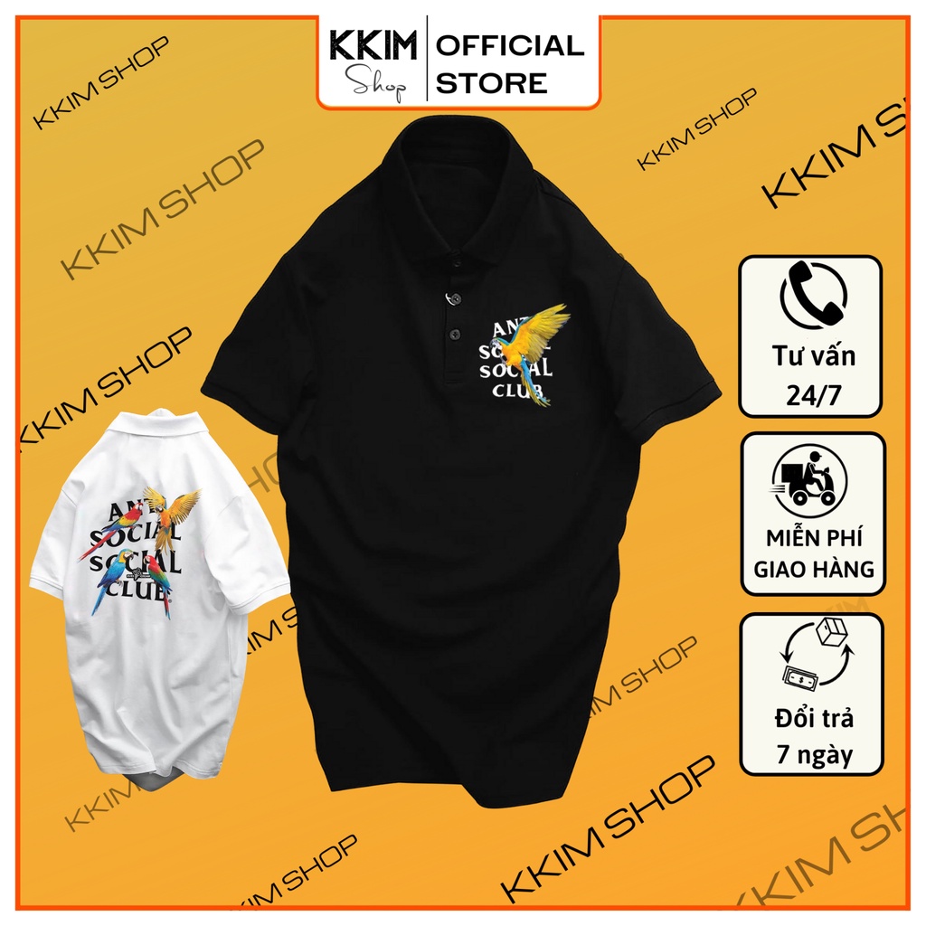 Áo POLO ATSSCL, chất Thun Cá Sấu Poly Thái full size Nam Nữ, Áo có cổ trắng đen, cổ trụ Unisex, KKimShop