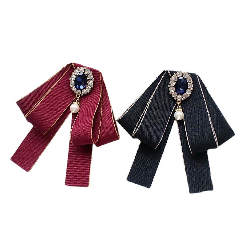 Nơ Cài Cổ Áo Đồng Phục Nữ Sinh Đính Ngọc Trai Phong Cách Vintage