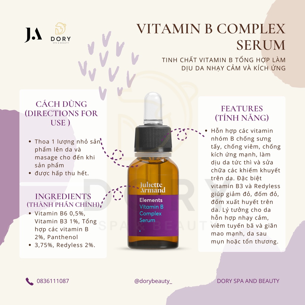 TINH CHẤT VITAMIN B TỔNG HỢP LÀM DỊU DA NHẠY CẢM VÀ KÍCH ỨNG-VITAMIN B COMPLEX SERUM