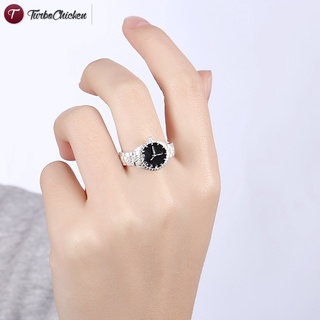 #đồng hồ # nhẫn đeo tay bằng thép mạ bạc sáng tạo thời trang cho nam và nữ (không phải có thật)
