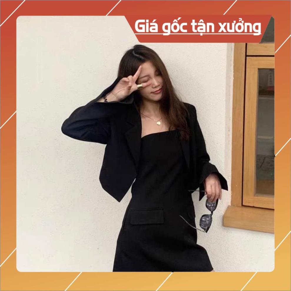 [Hàng Chất Lượng] Set Đầm Ống Chữ A + Áo Khoác Vest (ĐEN) | BigBuy360 - bigbuy360.vn