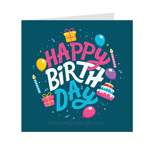 Thiệp sinh nhật Grey, birthday card , thiệp vuông size nhỏ 9x9cm, kèm phong bì, thiệp Việt Nam