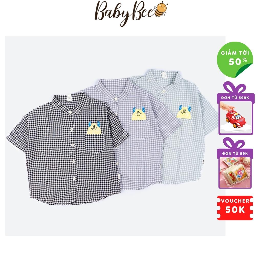 Áo sơ mi bé trai Hàn Quốc BabyBee áo bé trai size đại 14-24kg họa tiết caro SM131