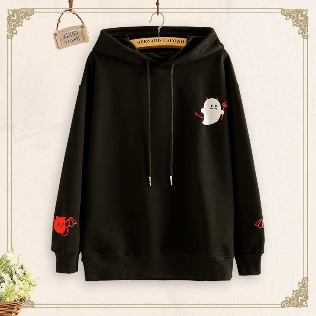 ÁO KHOÁC NỈ HOODIE KN19 in Hình Quỷ Dơi Kute, Form Unisex cho nam và nữ, chất nỉ cao cấp êm ái, co giãn thoải mái