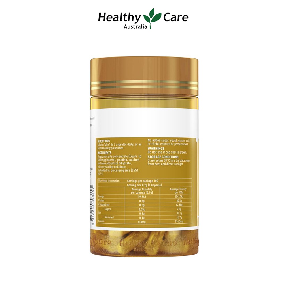 Combo 2 hộp viên uống Healthy Care Sheep Placenta nhau thai cừu làm đẹp da, chống lão hóa, mờ thâm sẹo (100 viên)