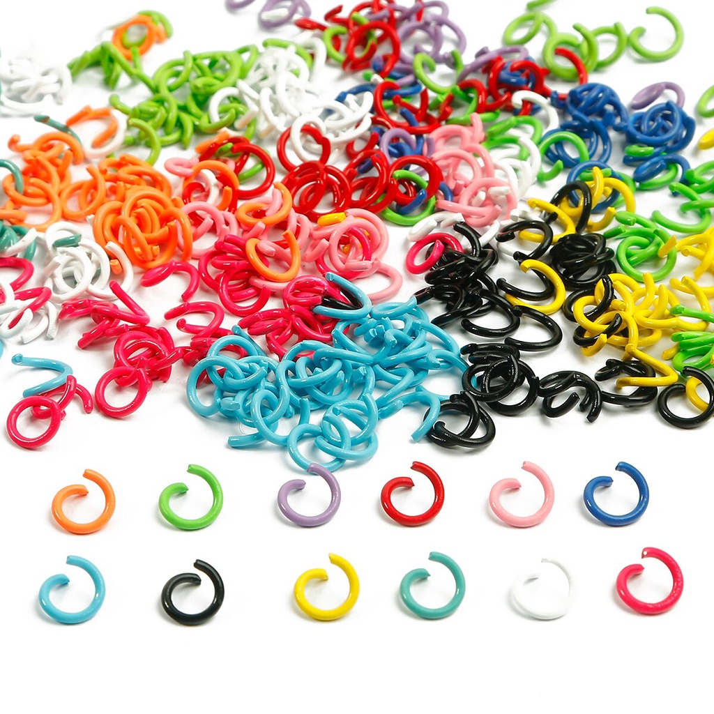 Set 50 khoen kim loại nhiều màu sắc trang trí bím tóc size 8mm