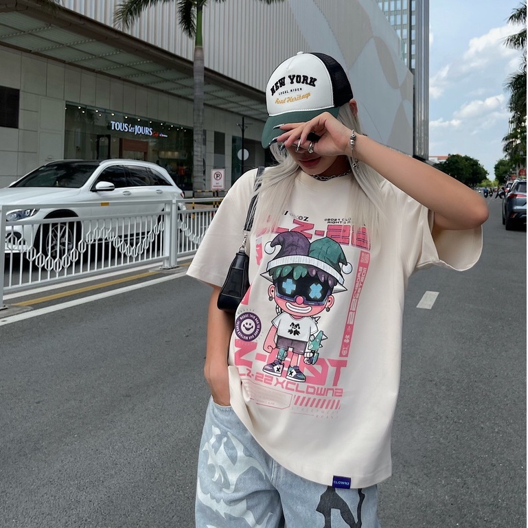 Áo thun tay lỡ local brand Clownz Z-Bot nhiều màu, phông graphic form rộng, cotton, unisex nam nữ