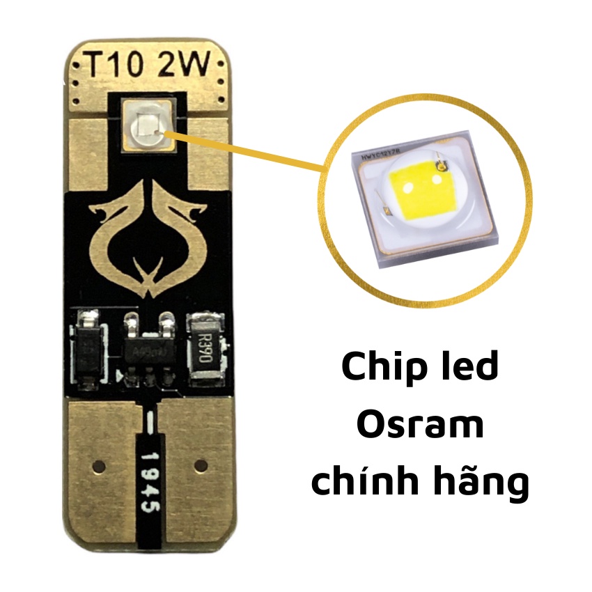 Bóng đèn led T10 Olightvn chính hãng, chip Osram, 2W, siêu sáng, xi nhan demi xe máy, TikTakMoto