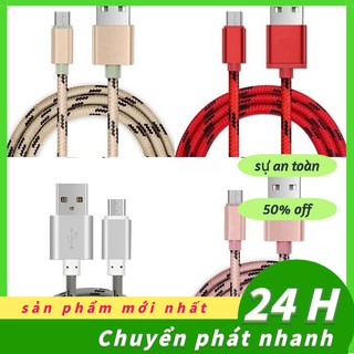 Dây cáp sạc Micro USB dây nylon bện 1m/2m/3m cho điện thoại Samsung Huawei Xiaomi HTC Android