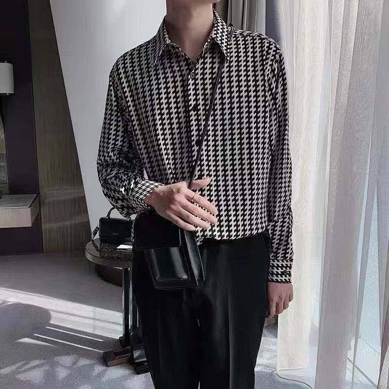 Áo sơ mi dài tay dáng rộng kẻ sọc phong cách Hàn Quốc cá tính cho nam | BigBuy360 - bigbuy360.vn