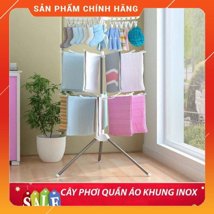 CÂY PHƠI QUẦN ÁO HỢP KIM GẤP GỌN THÔNG MINH [FREESHIP]