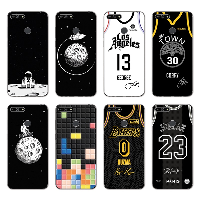 Huawei Y7 Prime 2018/Honor 6X 6C /GR3 GR5 2017/Enjoy 6 6S 5 5S Y6 Pro INS Cute Cartoon Space astronaut Soft Silicone TPU Phone Casing Lovely Basketball jersey Graffiti Case Back Cover Couple