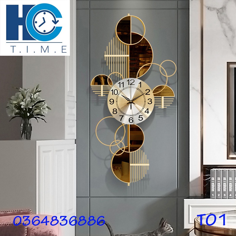 Đồng hồ treo tường trang trí decor T01 kích thước 86 x 43 cm