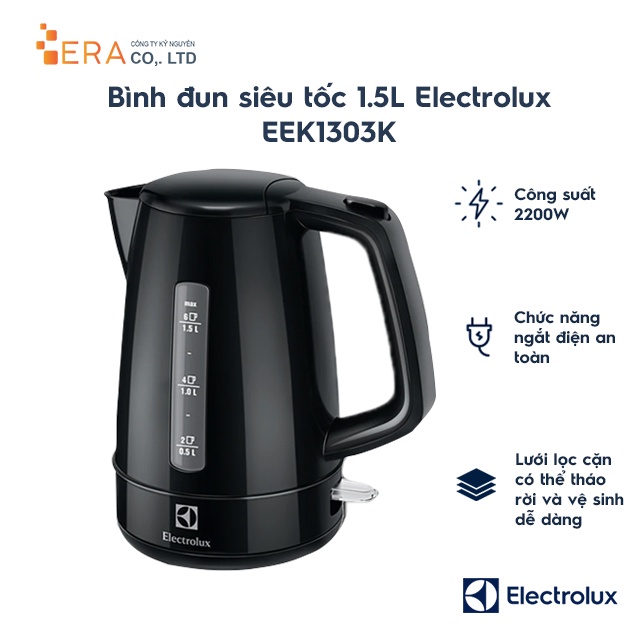 [Mã ELHADEV giảm 4% đơn 300K] Bình đun siêu tốc Electrolux 1.5 lít EEK1303K