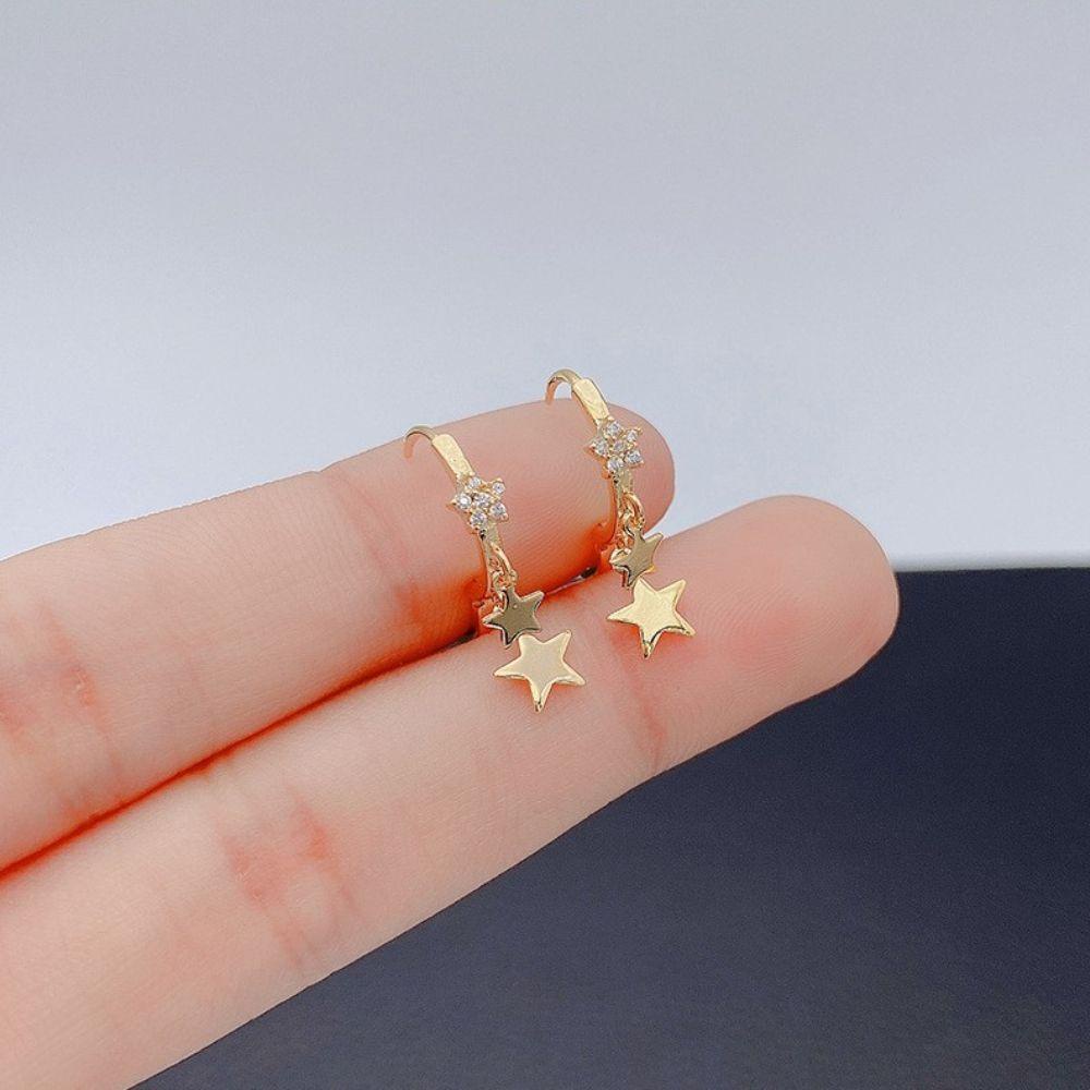 Khuyên Tai Vòng Đính Đá Zircon Hình Ngôi Sao Phong Cách Mới Cho Nữ