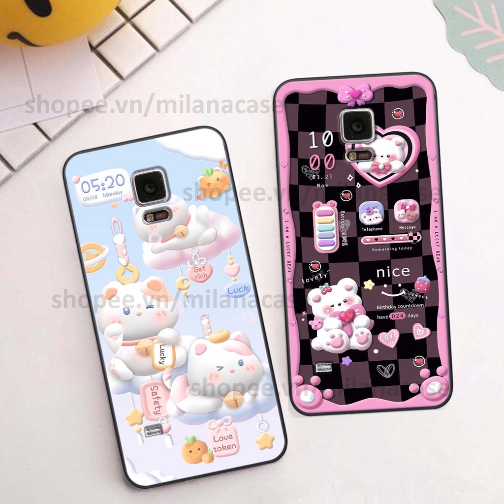 Ốp Samsung Note 4 / Note 5 hình đồng hồ icon gấu mèo cute cực dễ thương ngộ nghĩnh
