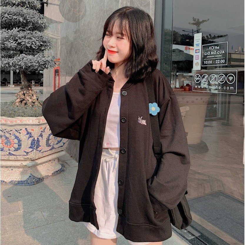 [Mã FASHIONT4WA2 giảm 10K đơn 50K] Áo Khoác Cardigan Nỉ Bông Dogcute Unisex 3 Màu Cực Hot Thời Trang Học Đường