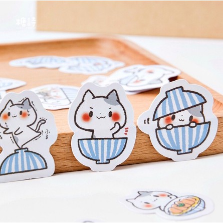 SET STICKER HỘP MÈO VÀ CHÉN CƠM DIY TRANG TRÍ