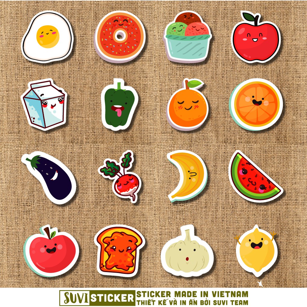 50 Sticker Food chống nước sticker dán laptop, điện thoại, đàn guitar, mũ bảo hiểm, vali. F03