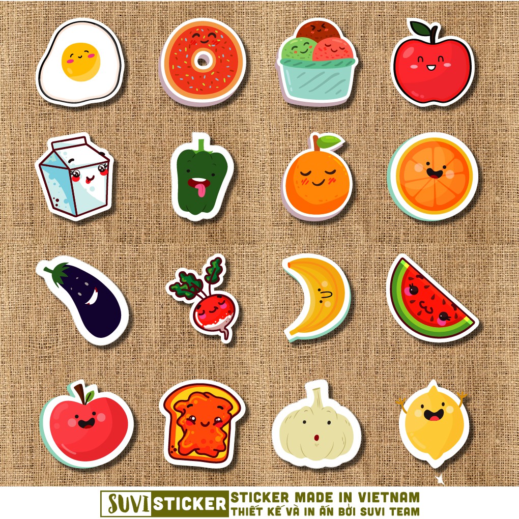 Sticker Food chống nước sticker dán laptop, điện thoại, đàn guitar, mũ bảo hiểm, vali. F03