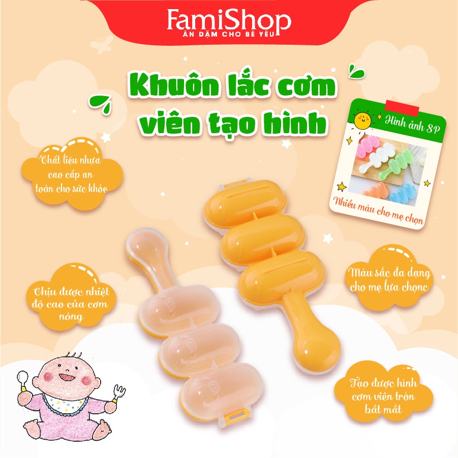 FamiShop Khuôn lắc cơm viên cho bé kèm thìa