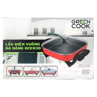 Nồi lẩu điện nướng vuông đa năng greencook sony 5l 1350w gceh30