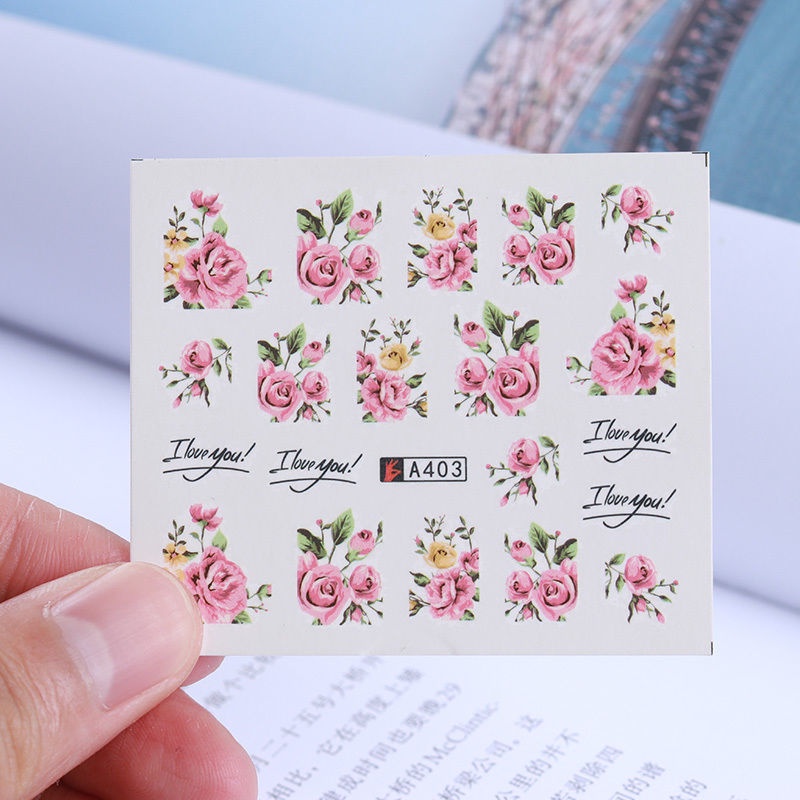 Set 2 Tờ Sticker Dán Móng Tay Hình Hoa Hồng