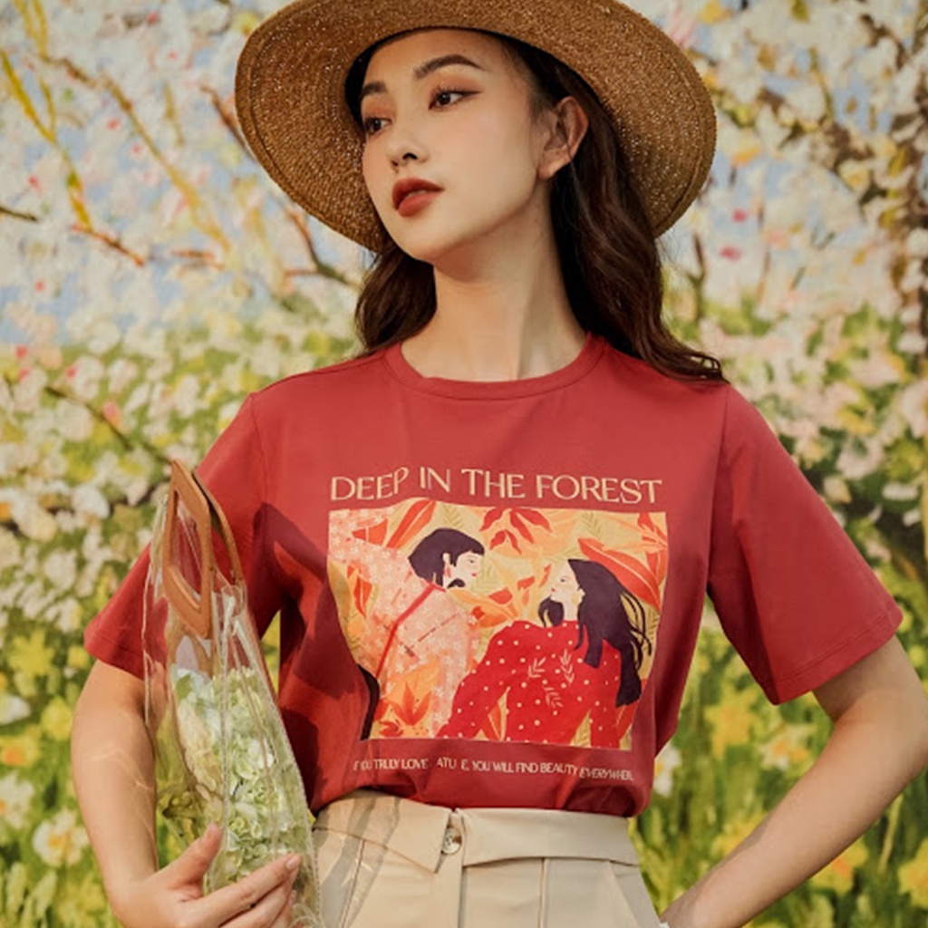 Áo thun cotton ngắn tay Deep In The Forest design by Méo | BigBuy360 - bigbuy360.vn