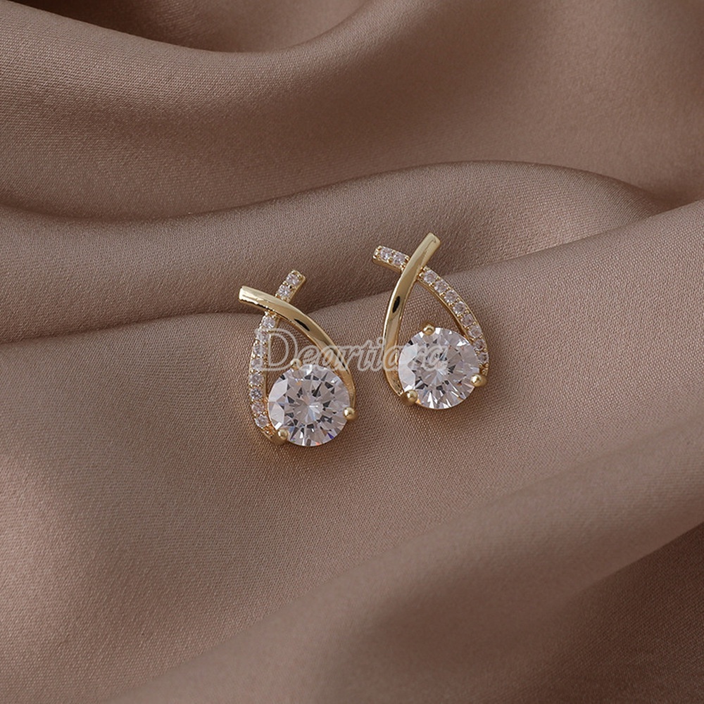 Khuyên tai đính đá zircon thời trang sang trọng cho nữ