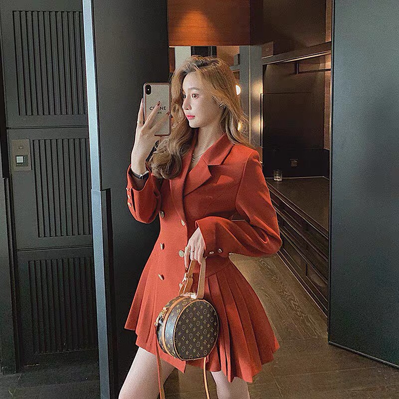 Đầm dự tiệc cổ vest tay dài KÈM quần sort đi tiệc cưới, đi bar,dạo phố, đi học, đi làm xinh xắn, sang trọng - V249 | BigBuy360 - bigbuy360.vn