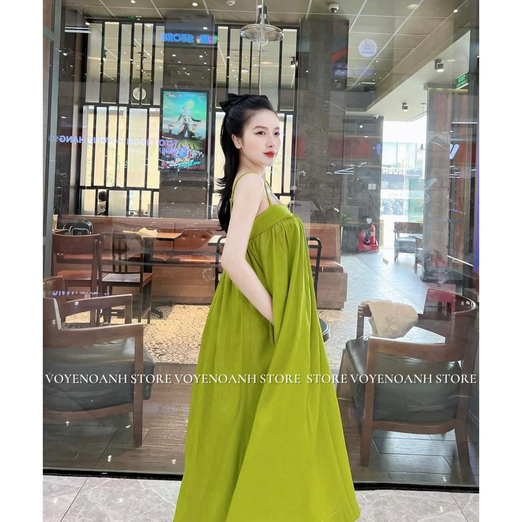 [6.6 Sales Freeship] Đần maxi trơn dáng dài 2 dây đi biển, đầm suông dài qua gối đi du lịch sống ảo siêu xinh mtb