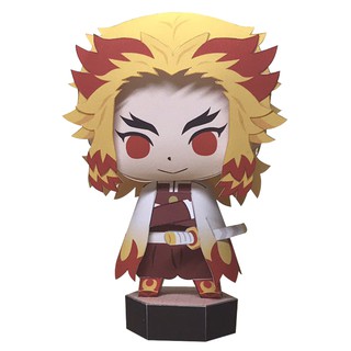 (Đọc kĩ mô tả) 08 - Mô hình giấy tự làm Rengoku Kyojuro [Demon Slayer/ Kimetsu no Yaiba] có kèm hộp trang trí