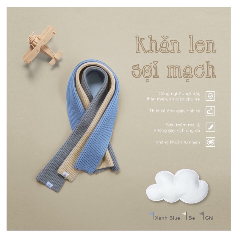 HRNEE chính hãng - Khăn len sợi mạch cho bé