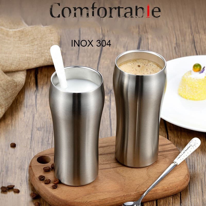 CỐC (LY) BẰNG INOX 304 LOẠI 2 LỚP CHỐNG NÓNG 430ML DÙNG UỐNG TRÀ, CÀ PHÊ, SỮA