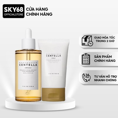 Combo 2 Sản Phẩm Giảm Mụn, Phục Hồi Da Skin1004 Madagascar Centella Asiatica ( Cream75g, Serum 100ml)
