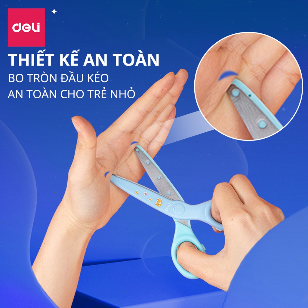 [Mã LIFEDL44 giảm 50K đơn 99K] Kéo học sinh Deli hình con gấu dễ thương - Kéo cắt thực hành thủ công - 6023S