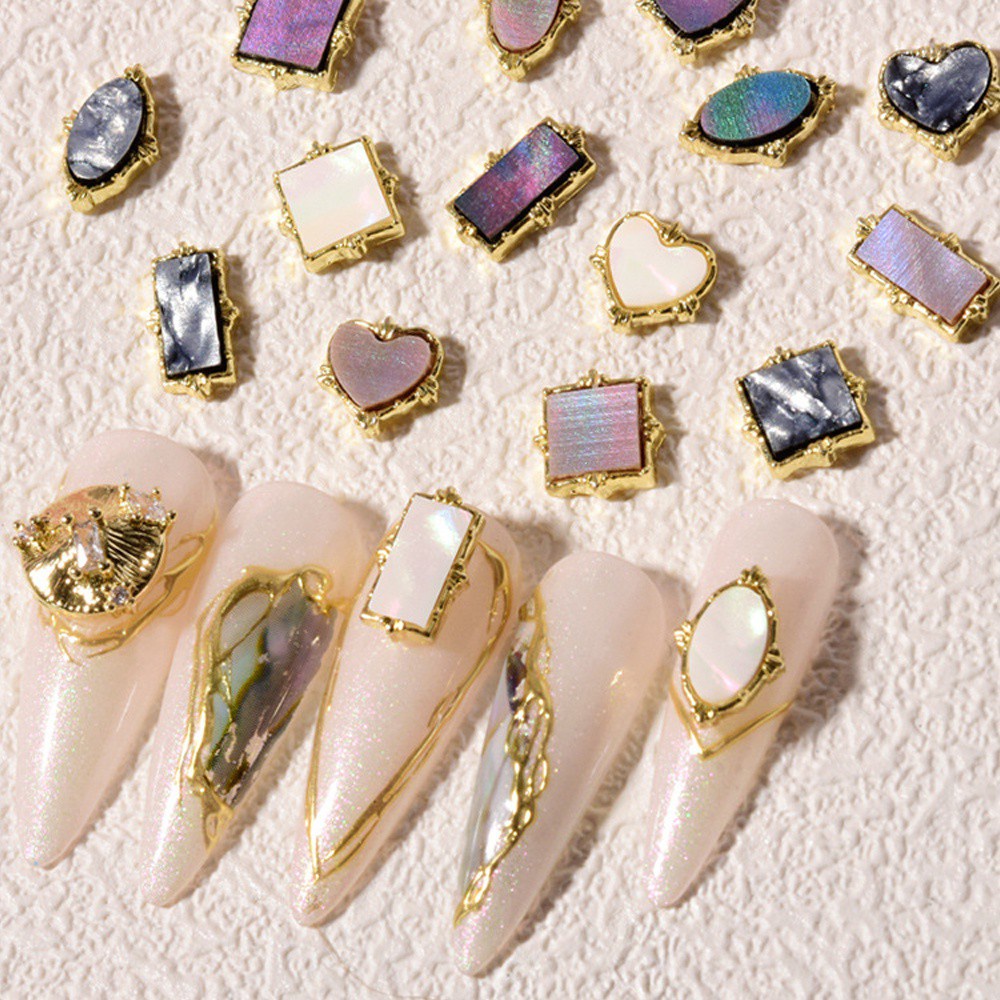 Bộ 10 Đá Giả Hợp Kim Tự Đính Trang Trí Móng Tay 3D