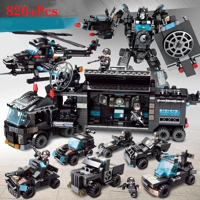 🎆9.9 Ngày siêu mua sắm🎇Bộ 820 khối mô hình đồ chơi lắp ghép thành phố/ xe cảnh sát/ robot