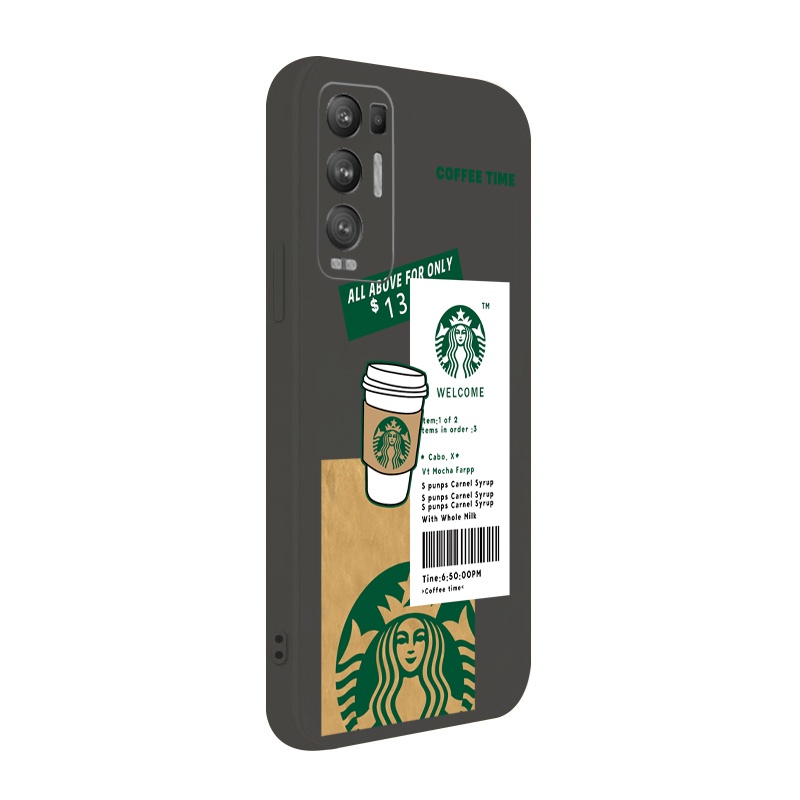 Ốp điện thoại silicon mềm viền vuông in hình Starbucks thích hợp cho OPPO Reno6 Z 5G 5 Pro 4 Reno2 Z F