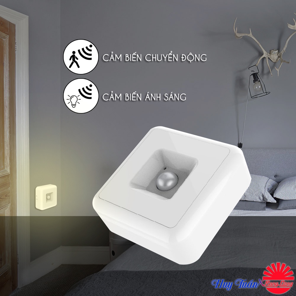 Đèn ngủ cảm biến ánh sáng, cảm biến chuyển động 2 chế độ Rạng Đông ĐN01.PIR chiếu sáng hành lang, lối đi, cầu thang