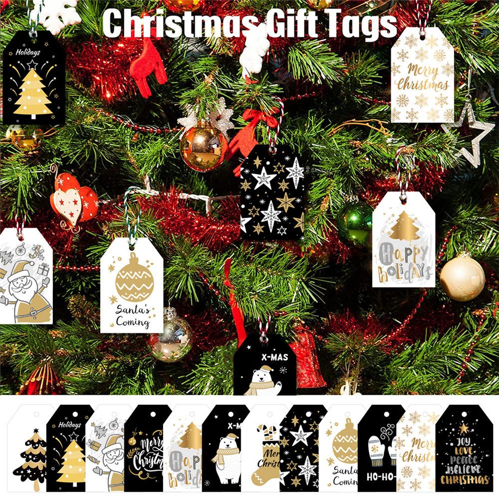 Set 48 Thẻ Giấy Kraft Hình Quả Cầu Trang Trí Giáng Sinh DIY