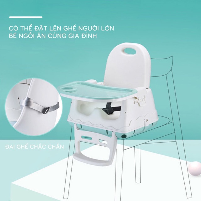 GHẾ ĂN DẶM HANBEI CHO BÉ 3IN1 ĐẦY ĐỦ BÁNH XE, ĐỆM & Ghế ăn dặm V-Baby GA001
